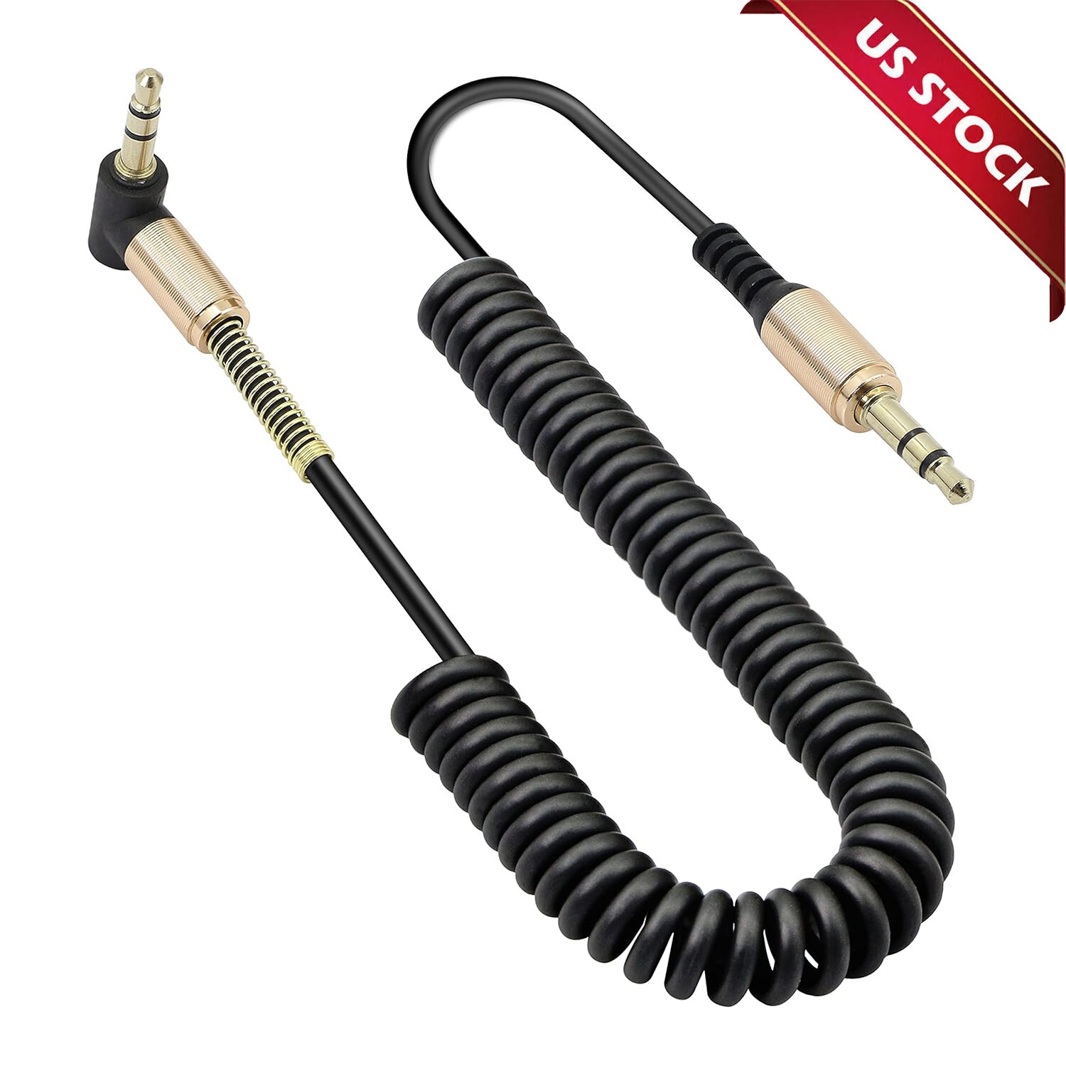 3.5mm Male to Male AUX Cable Cord L-Shaped Right Angle Car Audio Headphone Jack