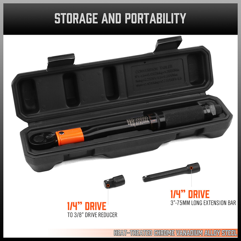 1/4" Torque Wrench Snap Socket Professional Drive Click Type Ratcheting