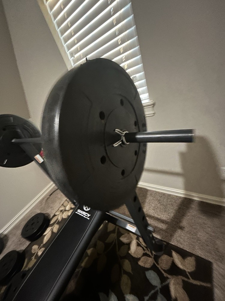 Marcy Bench Press Weight Bench Black with Barbell Plates Leg Developer Set