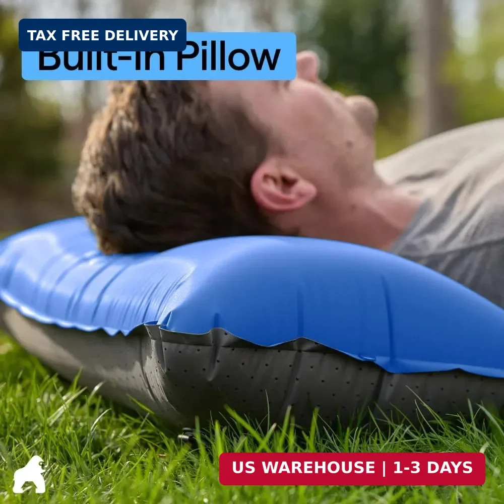 GORILLA GRIP Slip-Resistant Inflatable Sleeping Pad, Puncture Resistant Lightwei