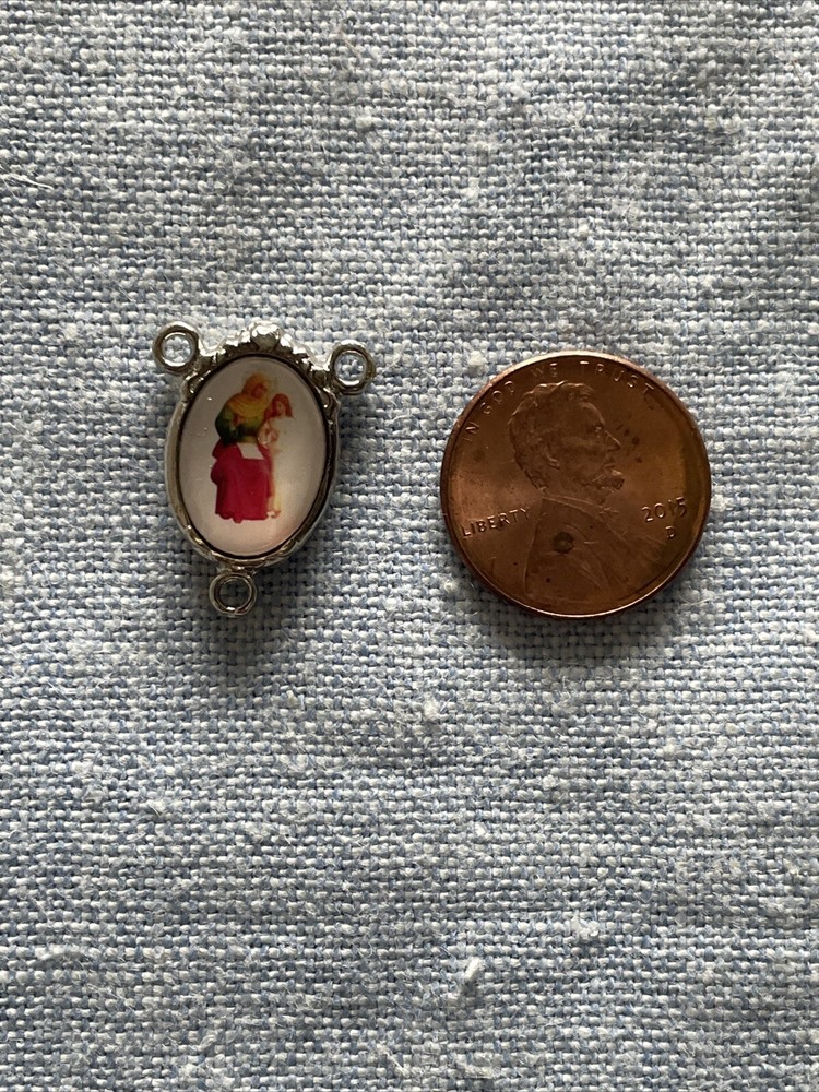 Saint Anne Medal Rosary Centers | Rosary Making Parts | Silver Tone