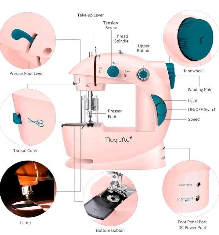 Magicfly Mini Sewing Machine for Beginner, Dual Speed Portable Children Sewing