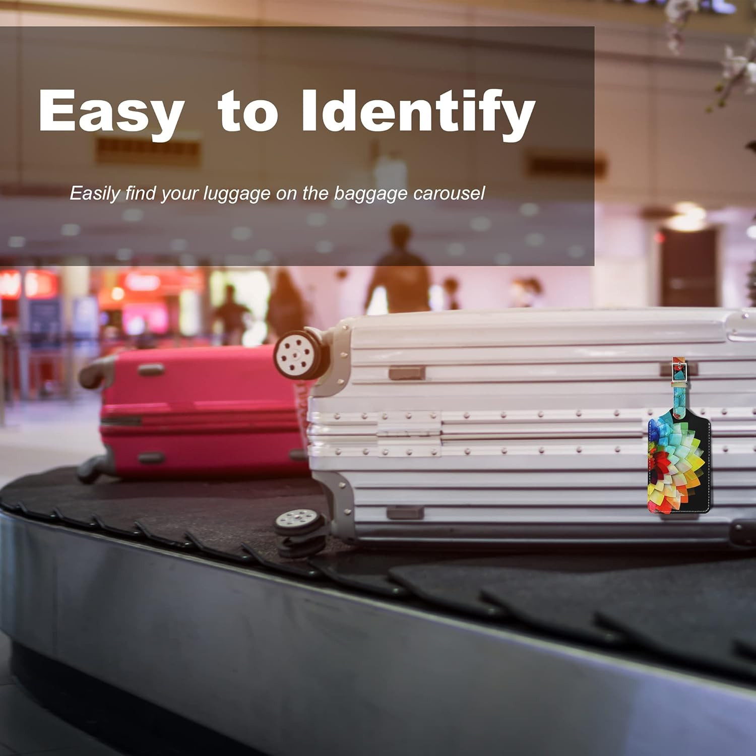 4 Pack Luggage Tag for Suitcases TSA Approved, Leather Suitcase Tags Identifiers