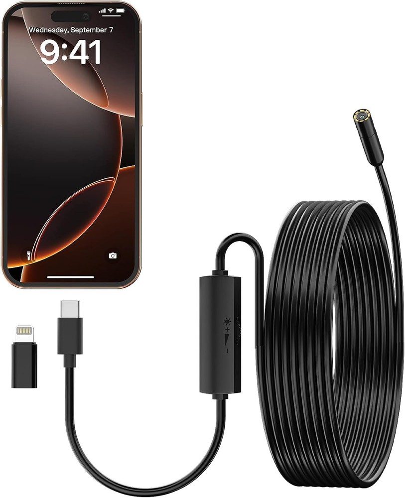 Endoscope with Light,1080P HD Borescope Camera 8 Adjustable LED black