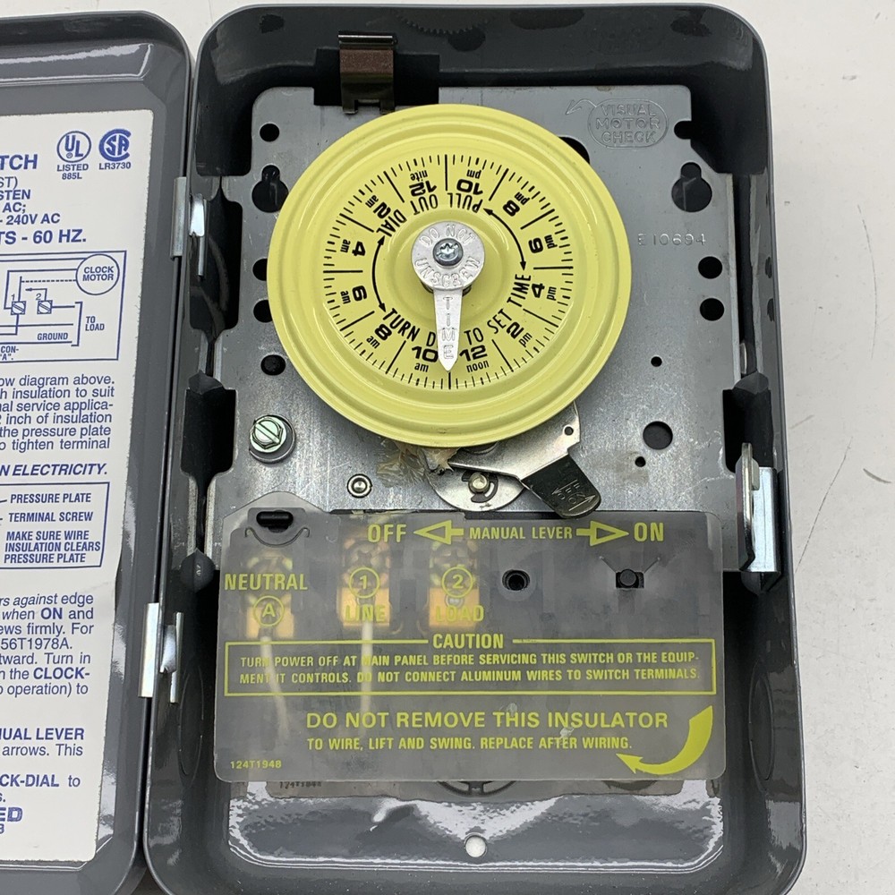 Intermatic T102 24-Hour Timer Time Control Switch SPST 208-277V, 40A