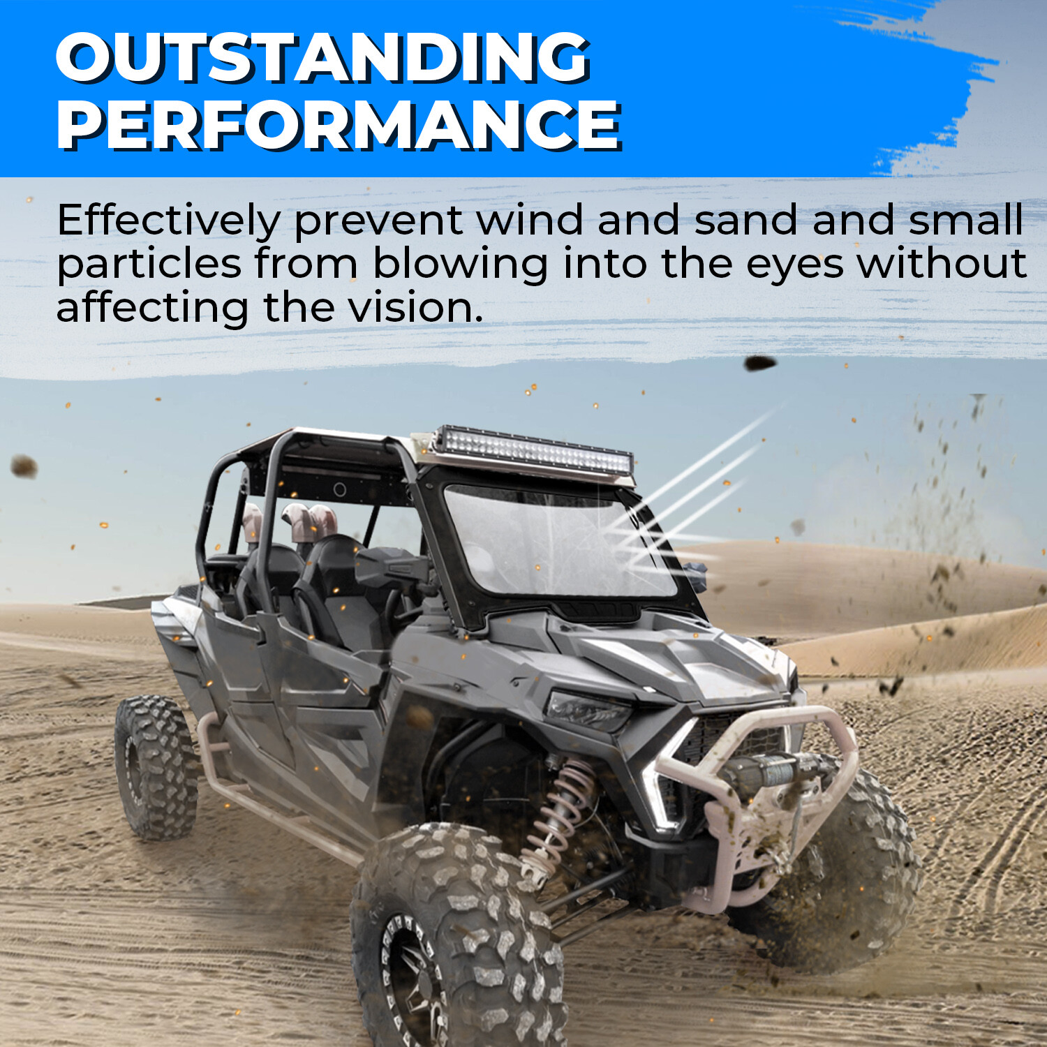 Glass Front Full Windshield For 2019+ Polaris RZR XP/ XP4 1000 Black