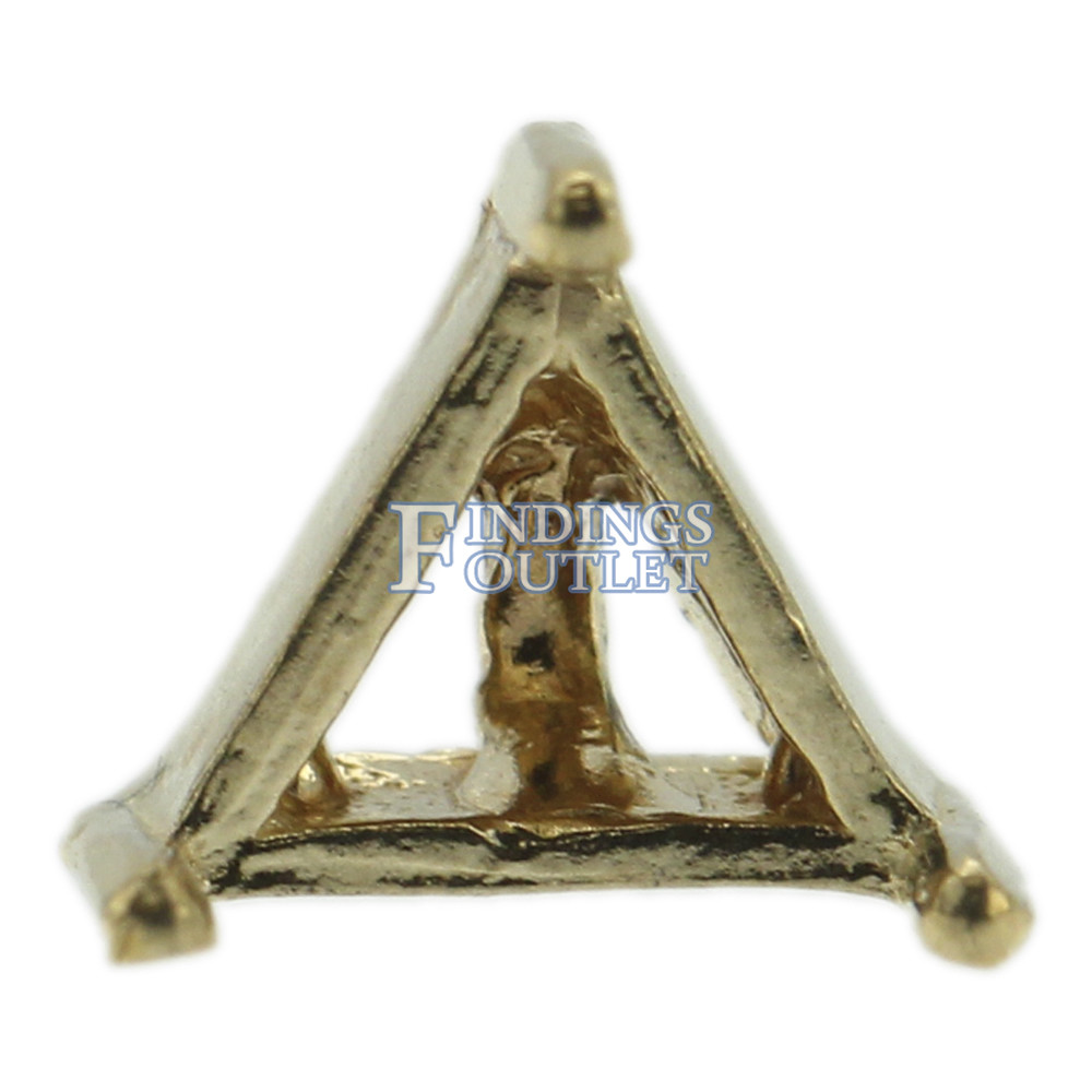 14k Yellow Gold Triangle Stud Earring Mounting Setting Push Back Post 3 Prong