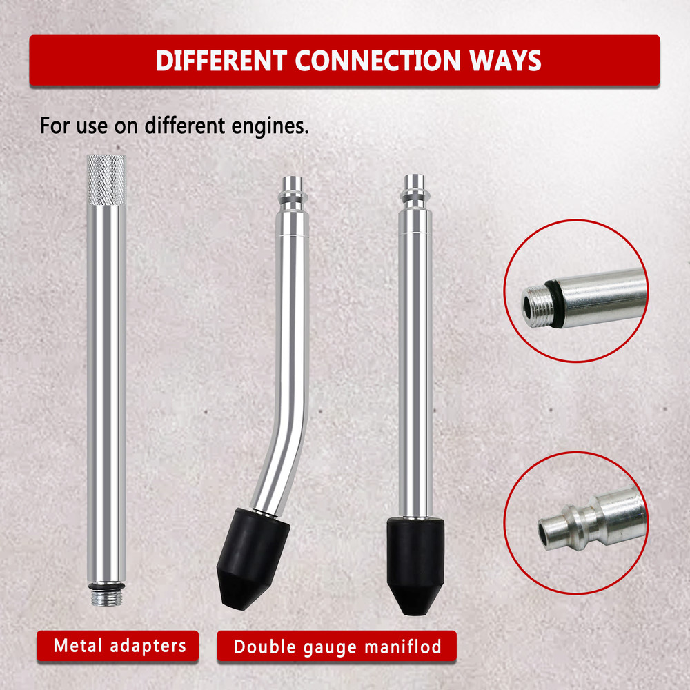 Cylinder Leak Down Tester, Petrol Engine Compression Leakage Detector Tool Kit