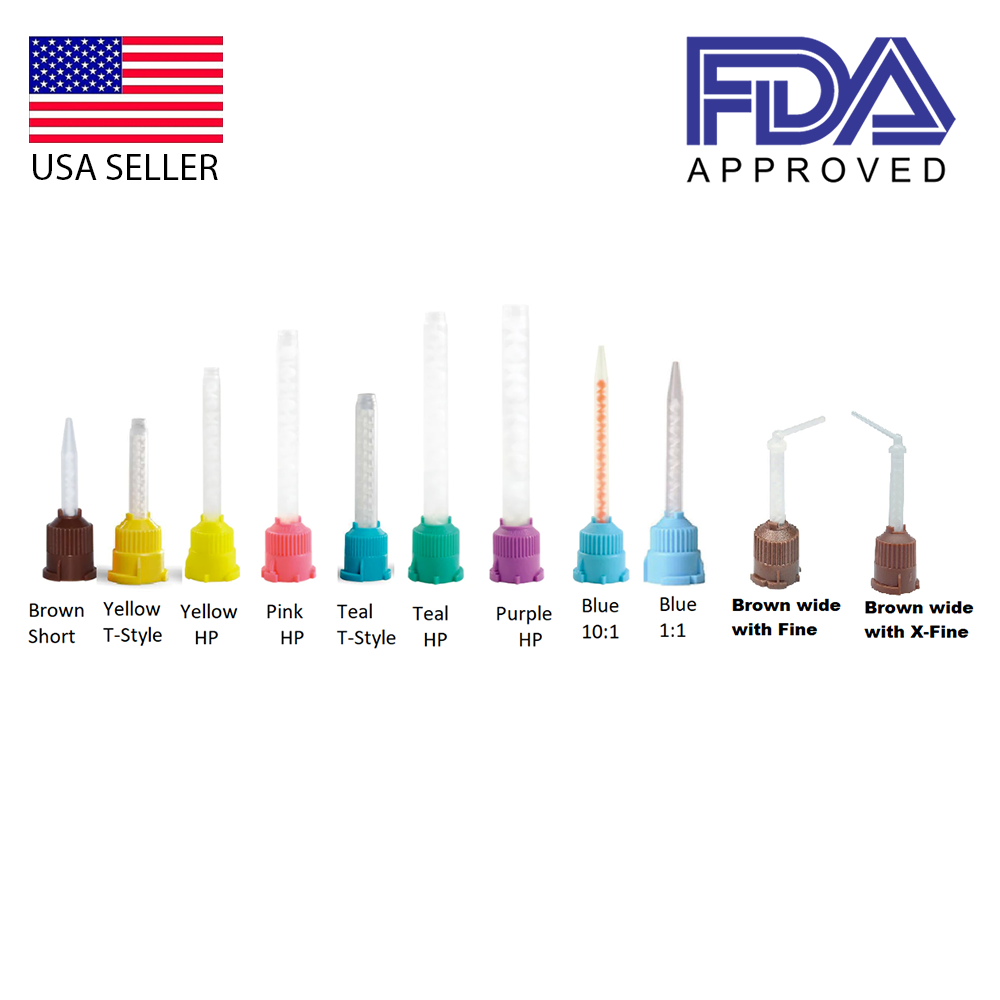 PacDent Type Dental Mixing Tips (1:1) for Imp. Material, C&B, Cements 50/PK