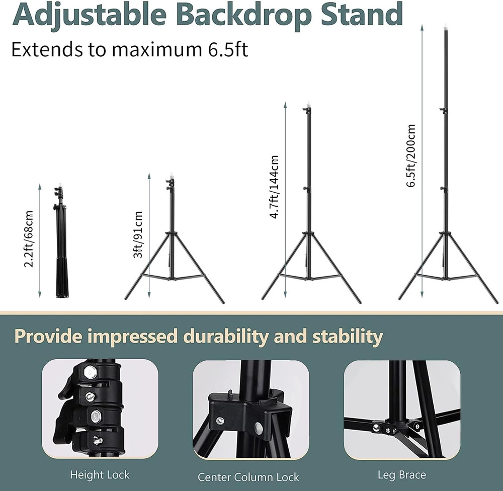 6.5 FT Heavy Duty Backdrop Stand KIT Photography Studio Background Support+Case