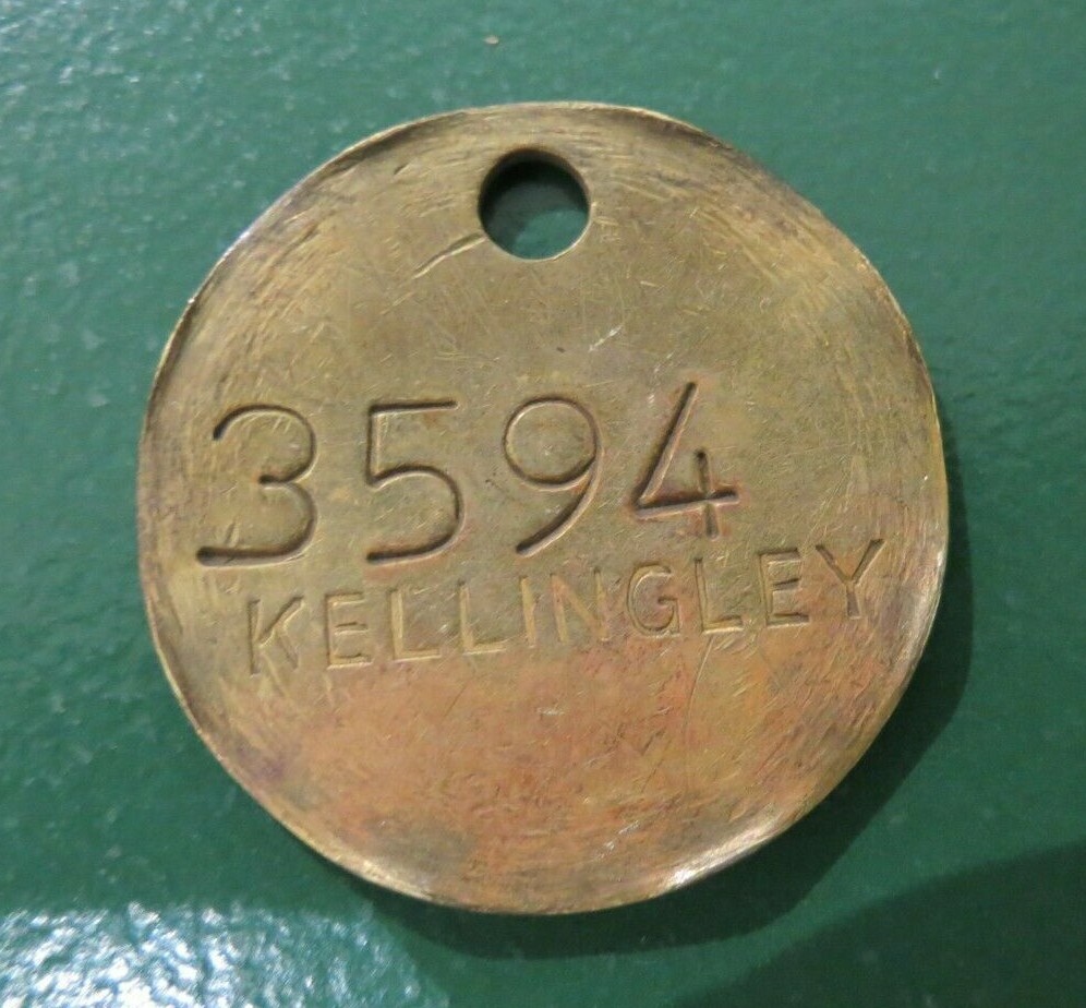 Colliery Pit Check Tally - marked Kellingley 3594