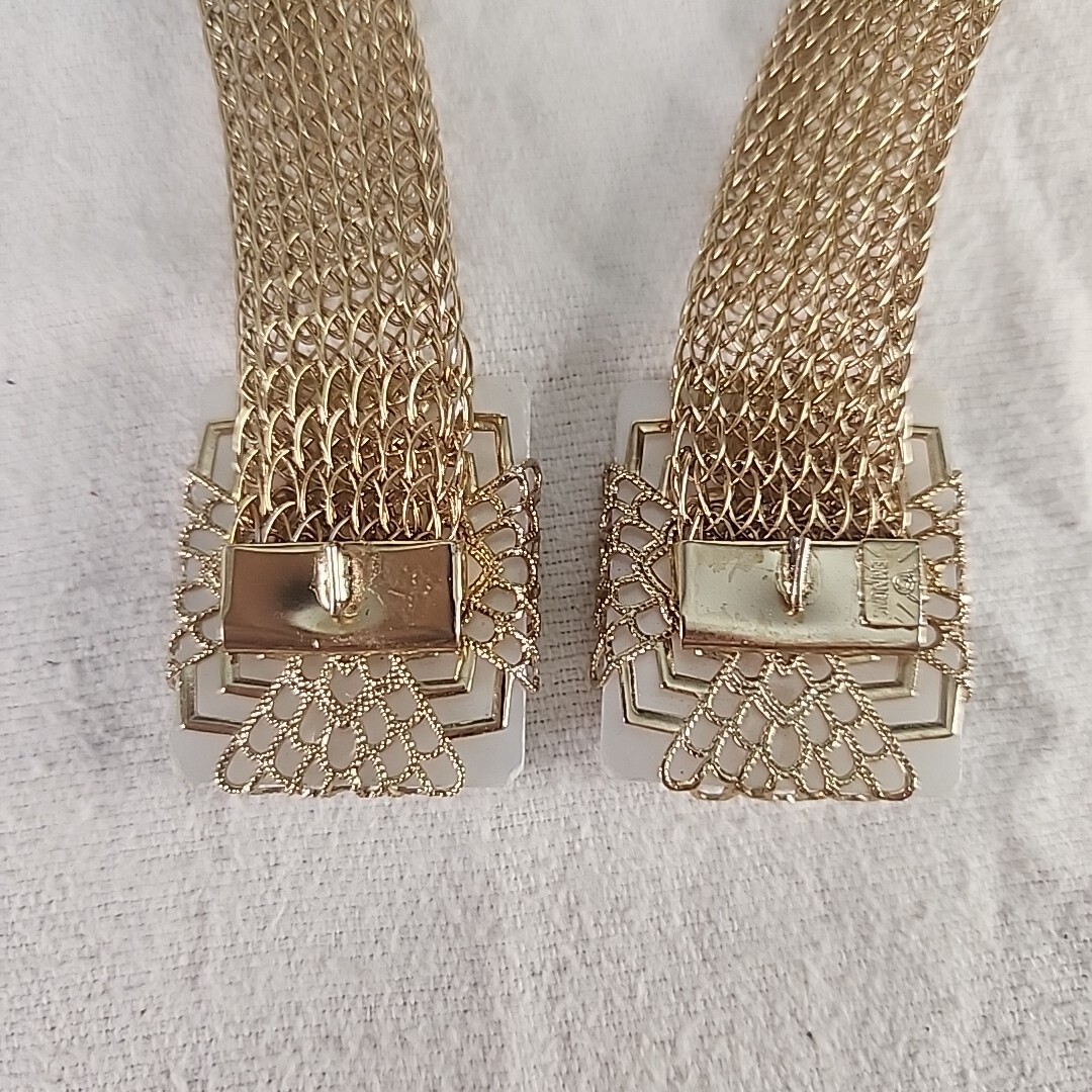 Belt EMMONS Gold Tone Woven Metal With Acrylic Mother of Pearl Detail Vintage