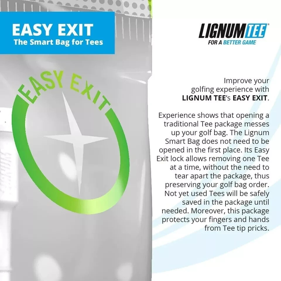 Lignum Golf Tees Anti-Spin Flat Head Adjustable Bio-Based Durable