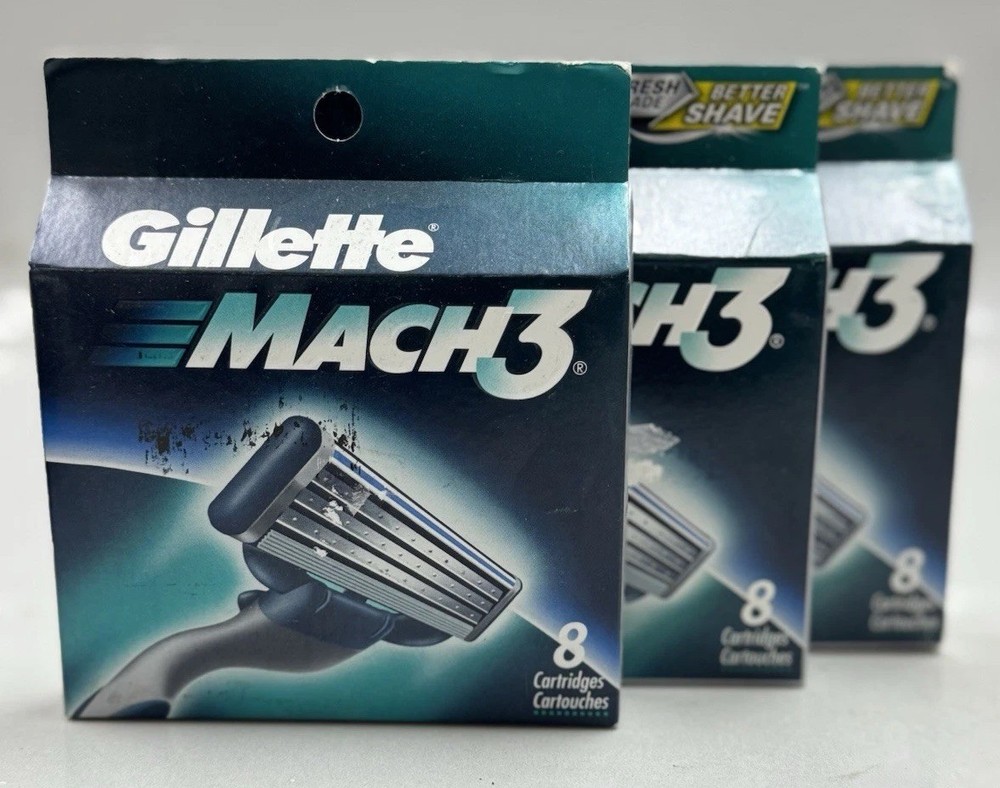 gillette mach3 cartridges 24 total count scuffed packaging