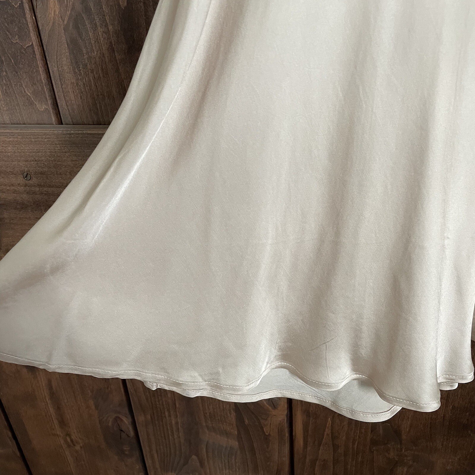 NWT Anthropologie Colorblock Slip Dress Satin Medium Mini Short Cream Beige New