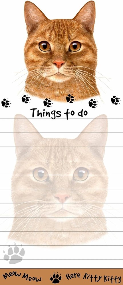 ORANGE TABBY CAT Die Cut List Pad/Note Pad with Magnetic Back