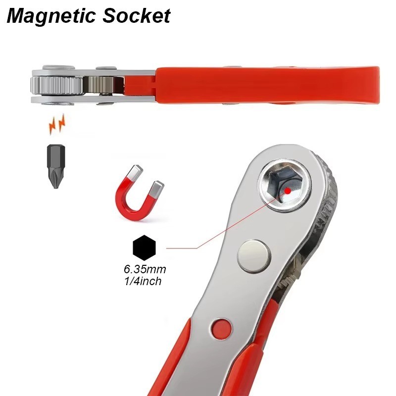 Ratcheting Right Angle Screwdriver Hex Drive 90 Degree Offset + 10pc Bits Set!
