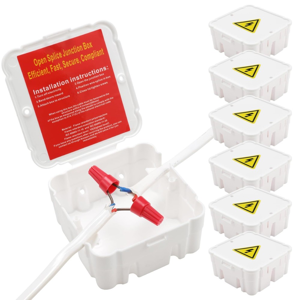 Open Splice Junction Box 6 Pack Quick Repair Wire Splice Electrical Box