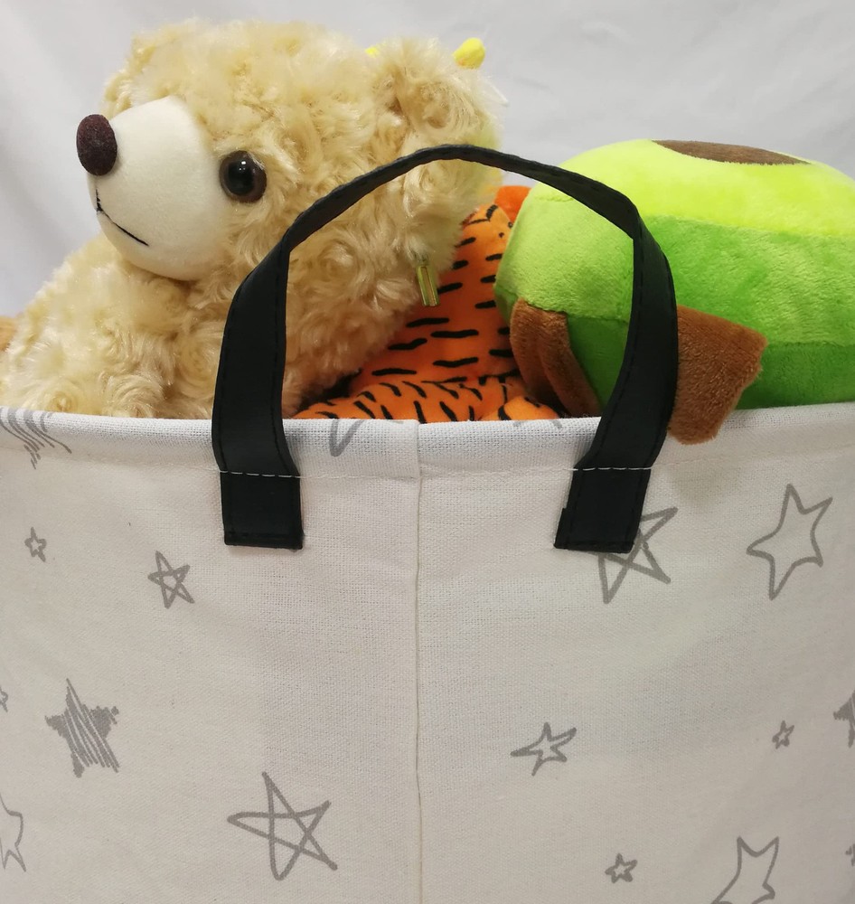 HUAYEE Round Star Pattern Laundry Hamper Storage Basket Fabric Material Stora...