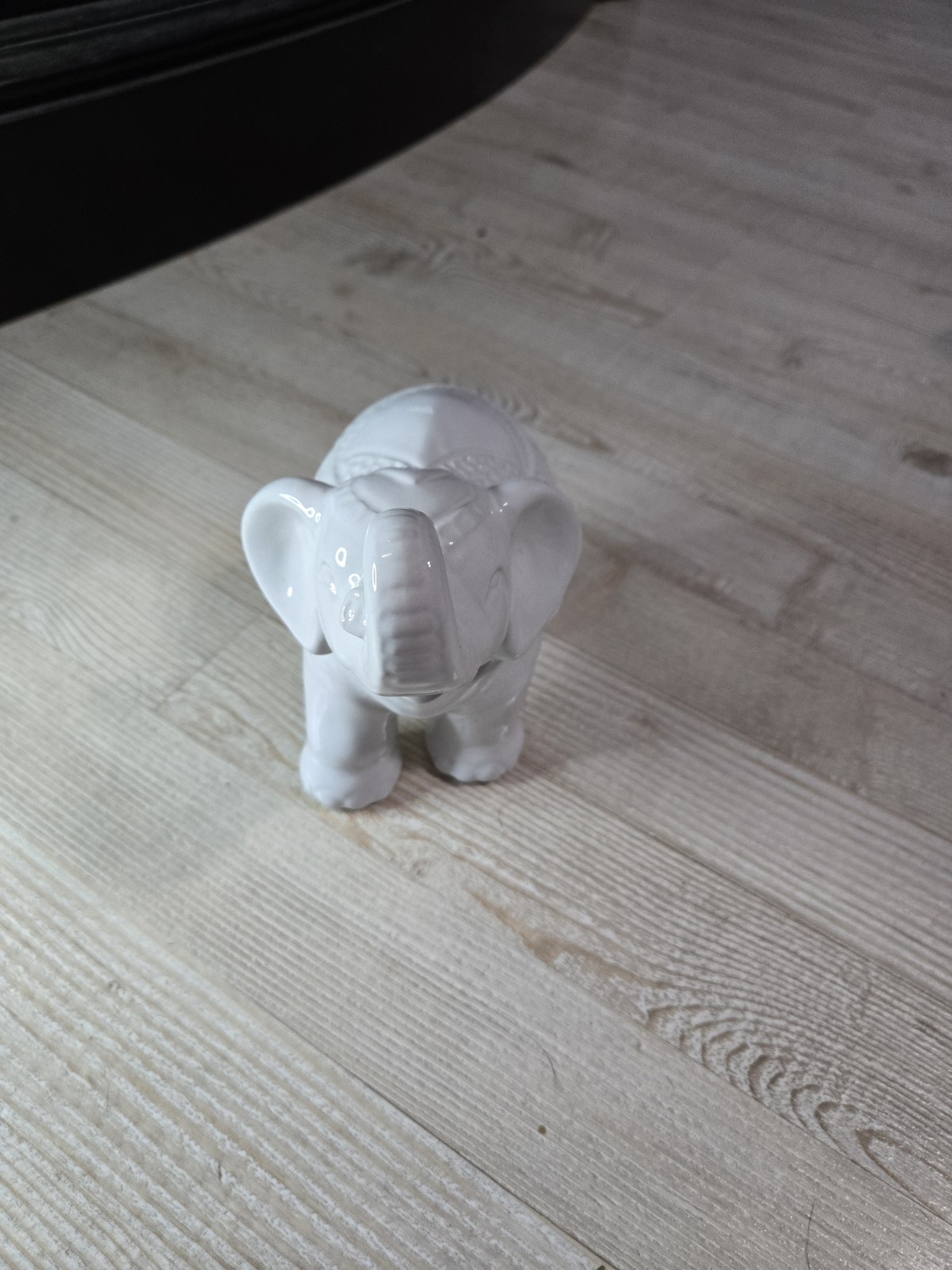White Ceramic Elephant Figurine – Ornate Decorative Lucky Elephant Statue