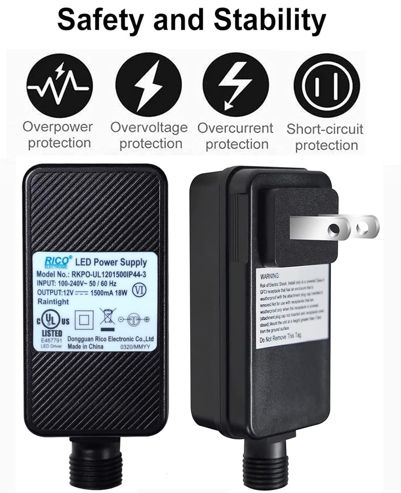 1 Pack 12V 1A Class 2 Power Supply LED Transformer Replacement for String Lights
