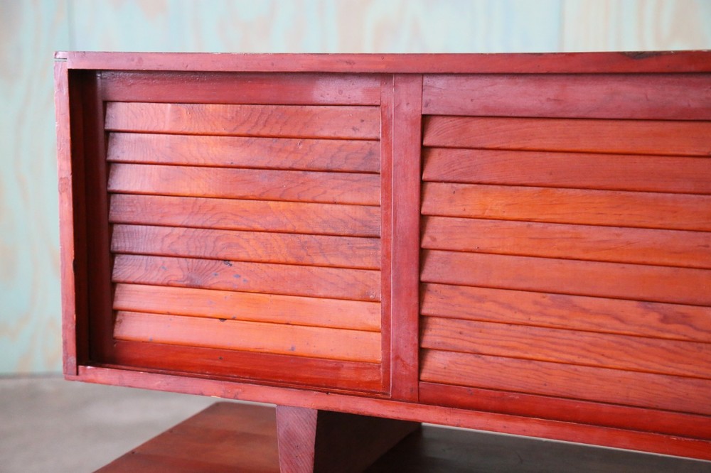 Studio made double sided Console Tables in Pine with Louvered doors -a Pair