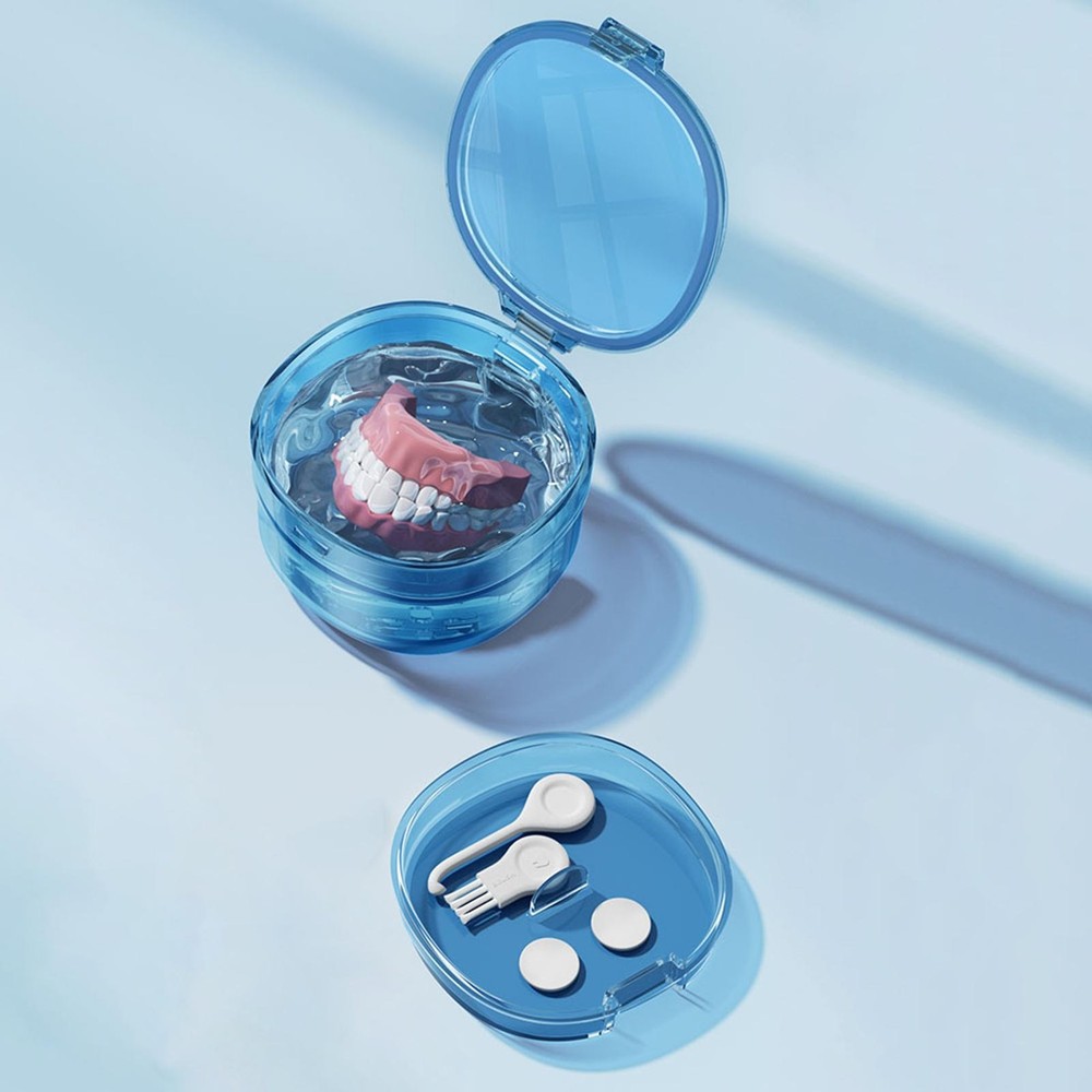 Denture Bath Case Portable Slim Leak Proof Soaking Container Tooth Box