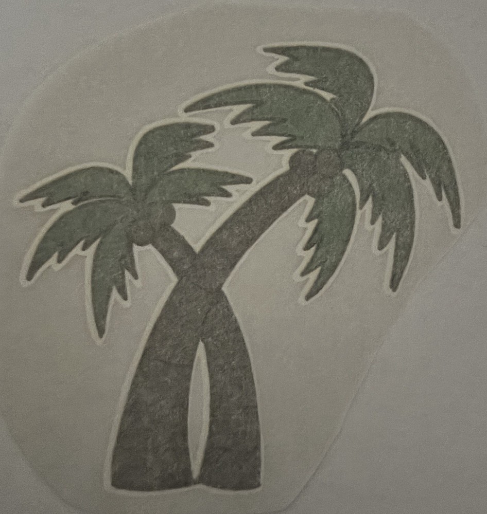 Original Vintage Cute Palm Trees Mini Iron On Transfer