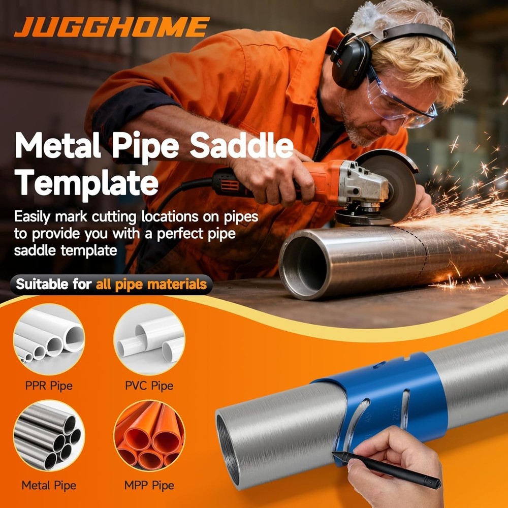 Pipes Saddle Template,Metal Pipe Cutting Guide Kit,Pipe Coping/Notching Tool,...