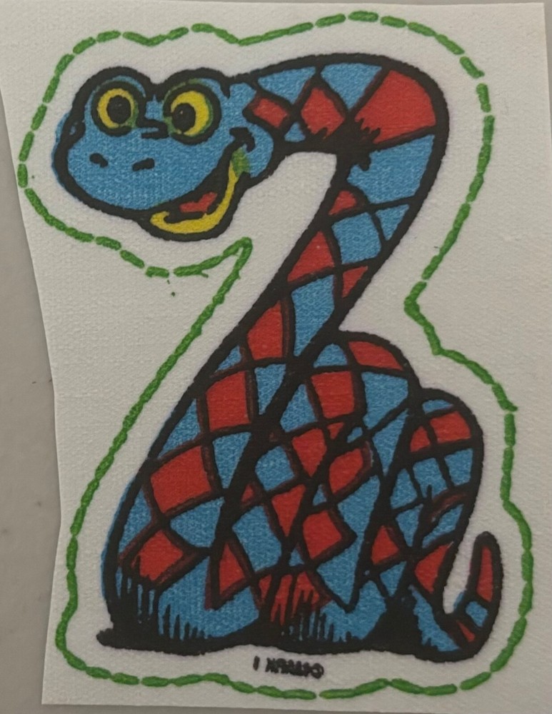 Original Vintage 1984 Smiling Snake Iron On Fabric Patch