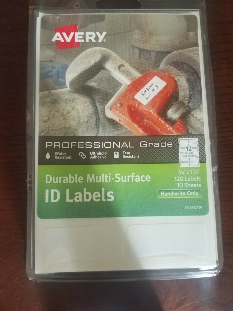 Avery Durable Multi-Surface ID Labels, 3/4 x 1 3/4, White,120 Labels (AVE61521)