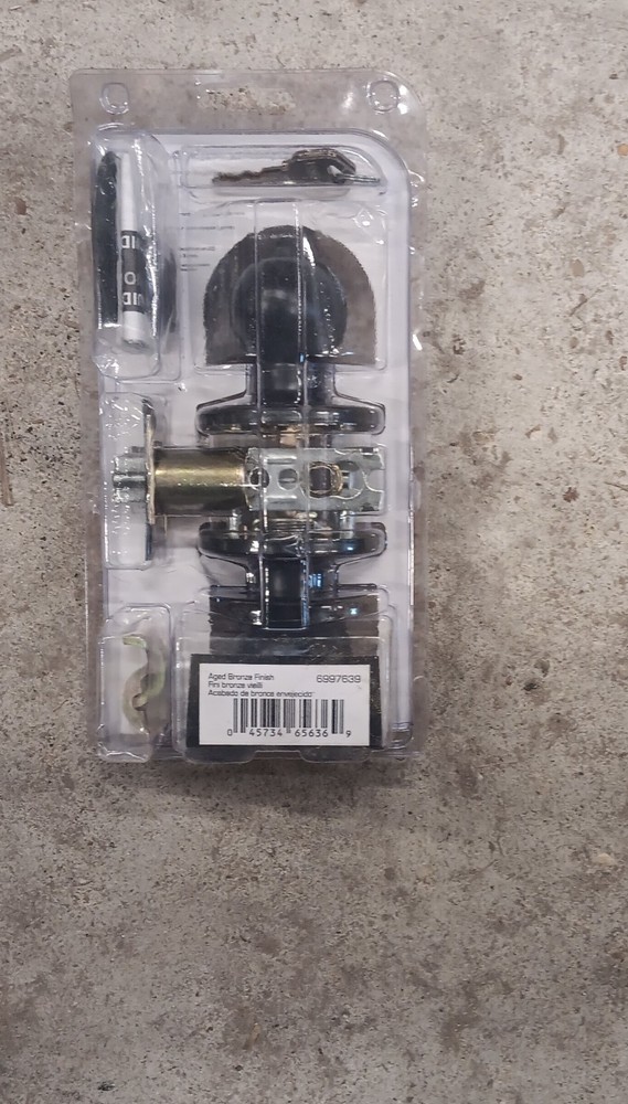 ProSource Keyed Entry Door Knob Set Aged Bronze Black Round Key Included