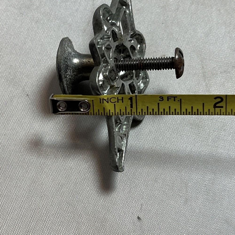 2 Mid Century Drawer Pulls MCM Silvertone