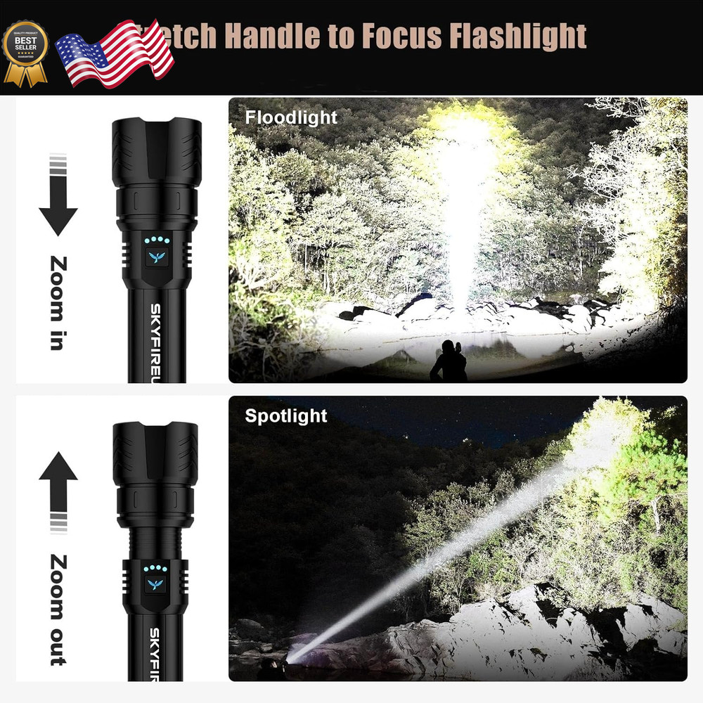 SKYFIRE Rechargeable Flashlight High Lumens, LED Flashlight with Ignition Len US