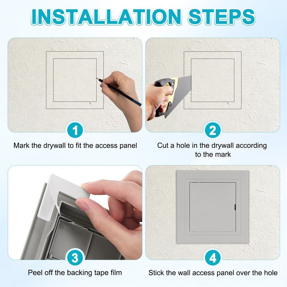 1-Pack Access Panel for Drywall, 3.7x3.7" Plastic Self Adhesive Cover [Gray]