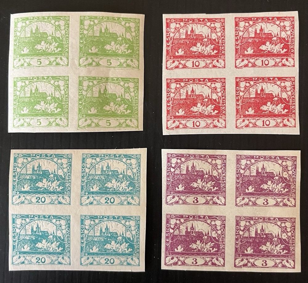 CZECHOSLOVAKIA - 1918, 12 Imperforated Blocks - MNH