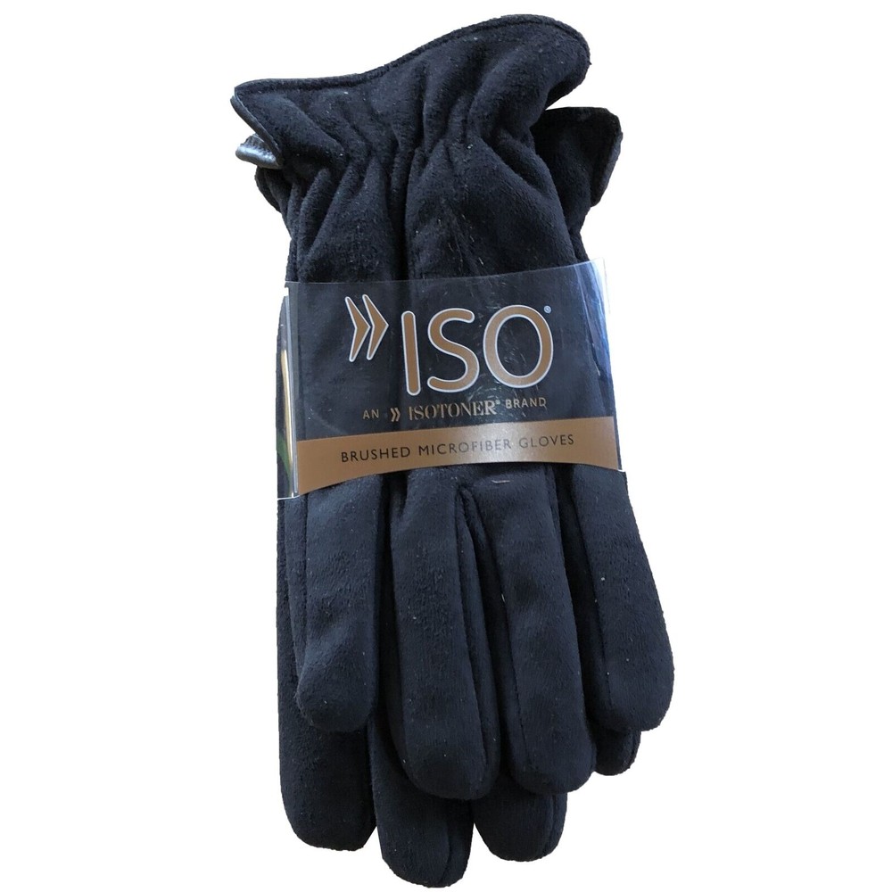Isotoner Brushed Microfiber Gloves Med Black