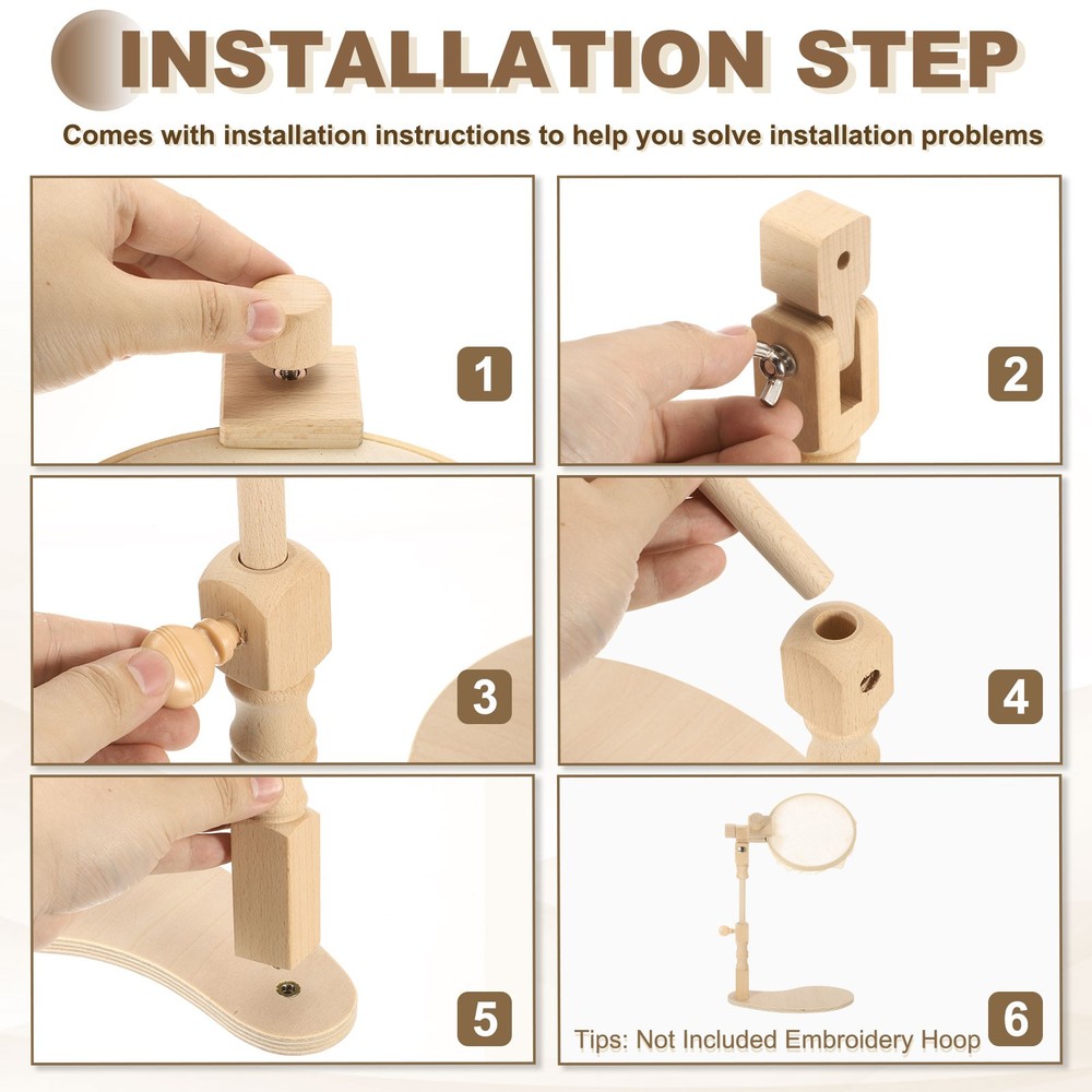 Adjustable Rotated Beech Wood Embroidery Hoop Stand (Heightened Version)