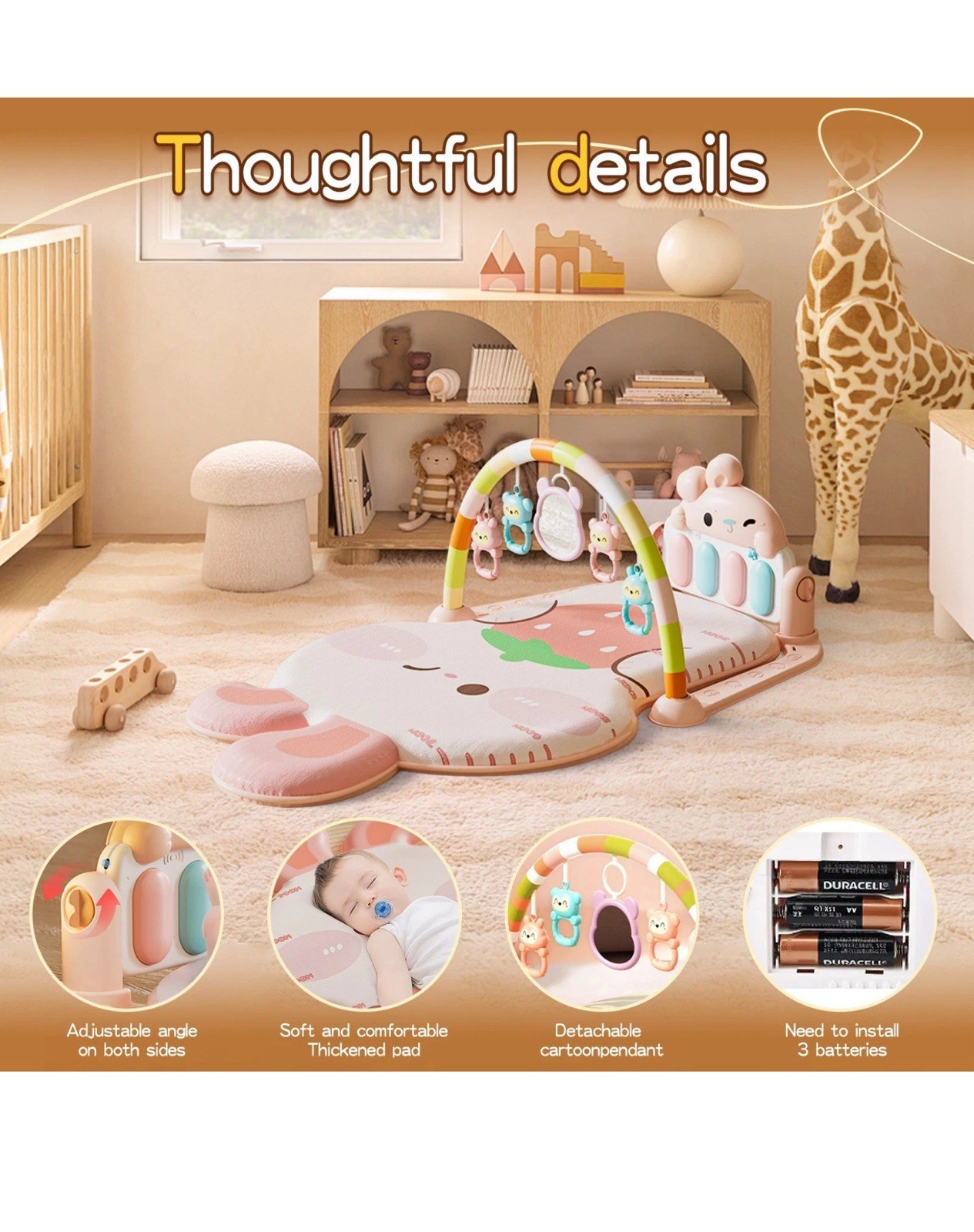 Baby Activity Center Pedal Piano Music Fitness Mat (Green) 0-12 Months