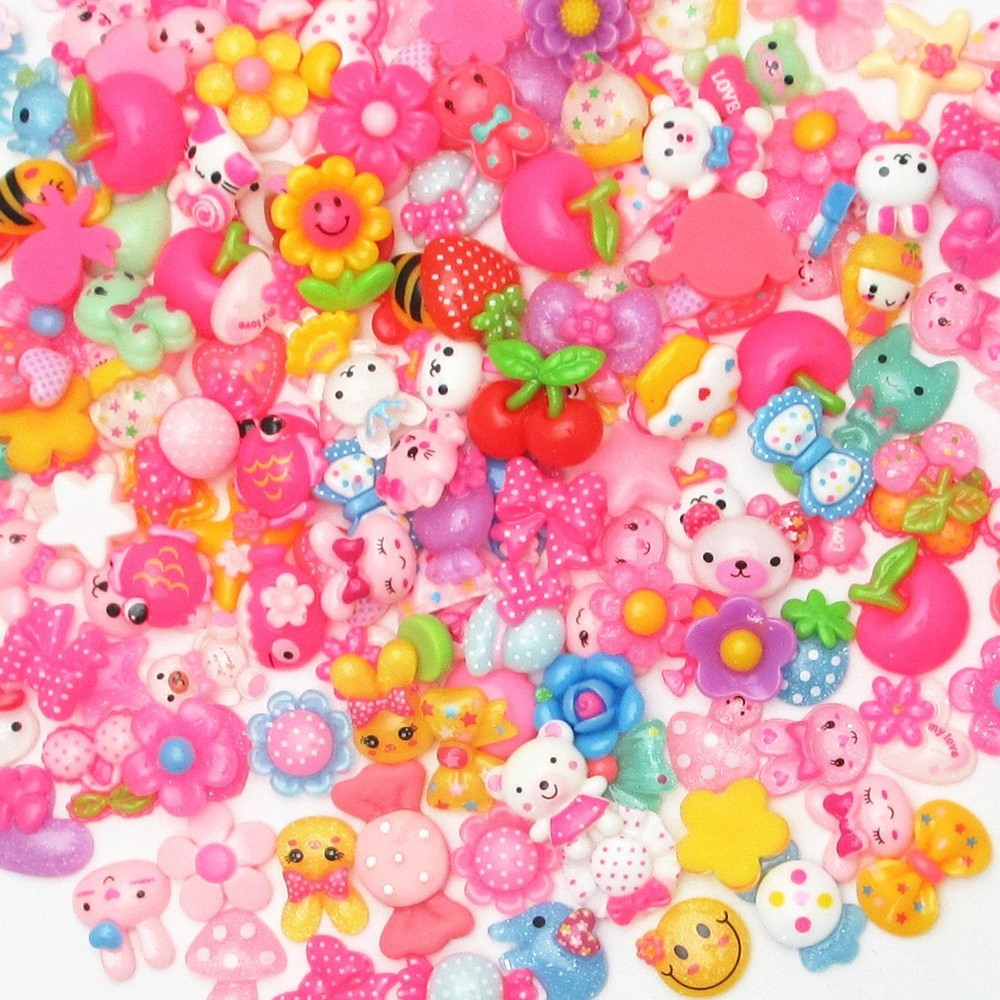 100pcs Mix Lots Flatback Resin Buttons Scrapbooking Craft Decorative Elements