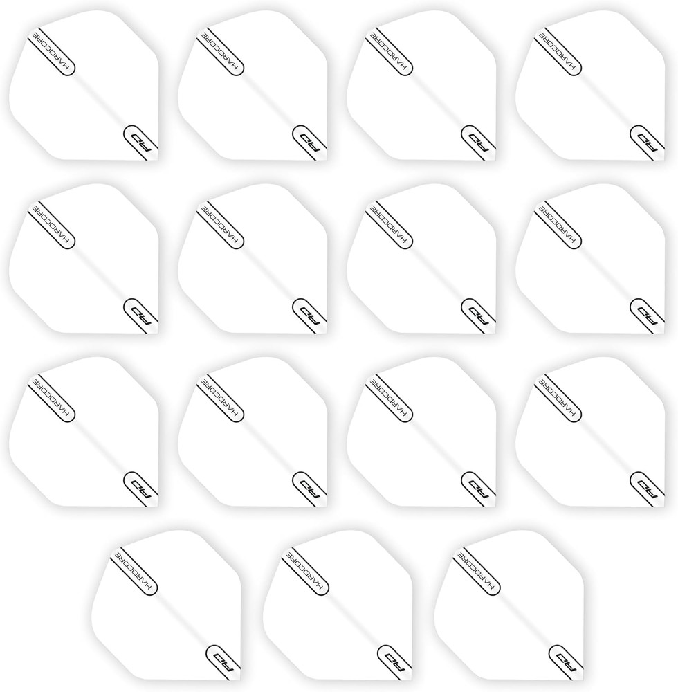 RED DRAGON Hardcore White Extra Thick Standard Dart Flights - 5 Sets per Pack (1