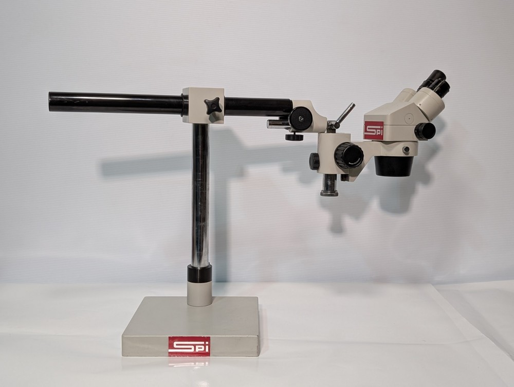 SPI Stereo Microscope with Adjustable Boom Stand and Base, Preowned, As Shown