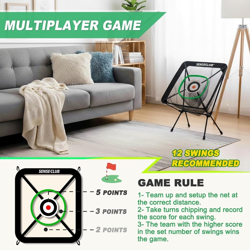 Foldable Chipping Net & Floating Green, Indoor Golf Practice Chipping Target,...