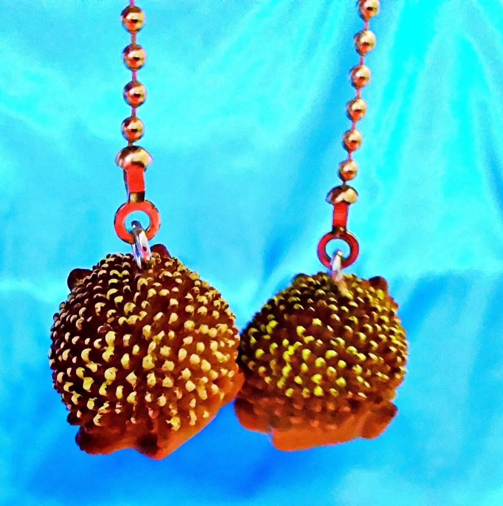 Set of Two ~ Brown HEDGEHOG Pet Resin ~ Ceiling Fan Pulls