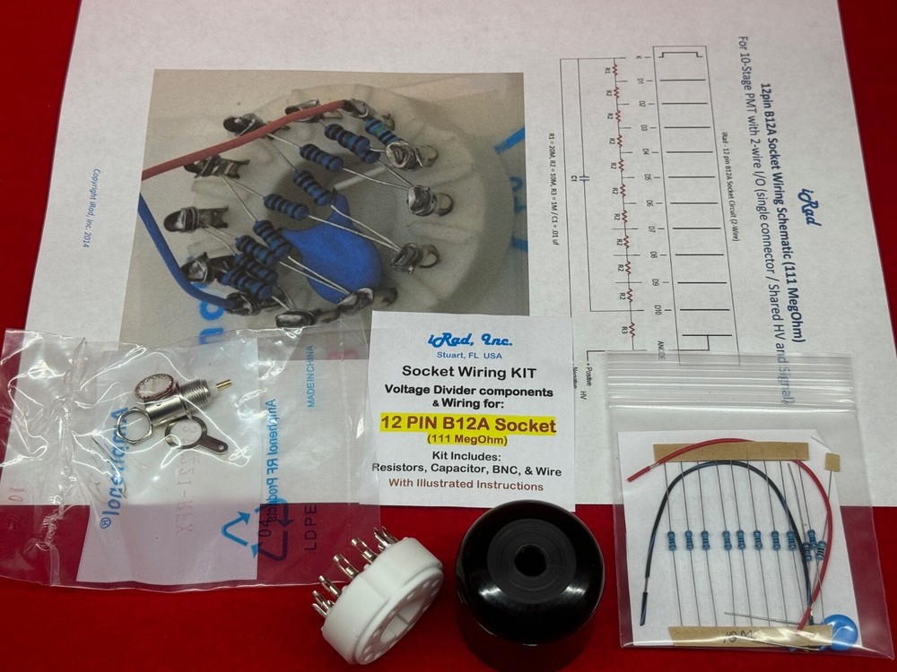 12-pin Socket Cap Kit w/electronics, BNC for 1.5" PMT or Scintillation Detector