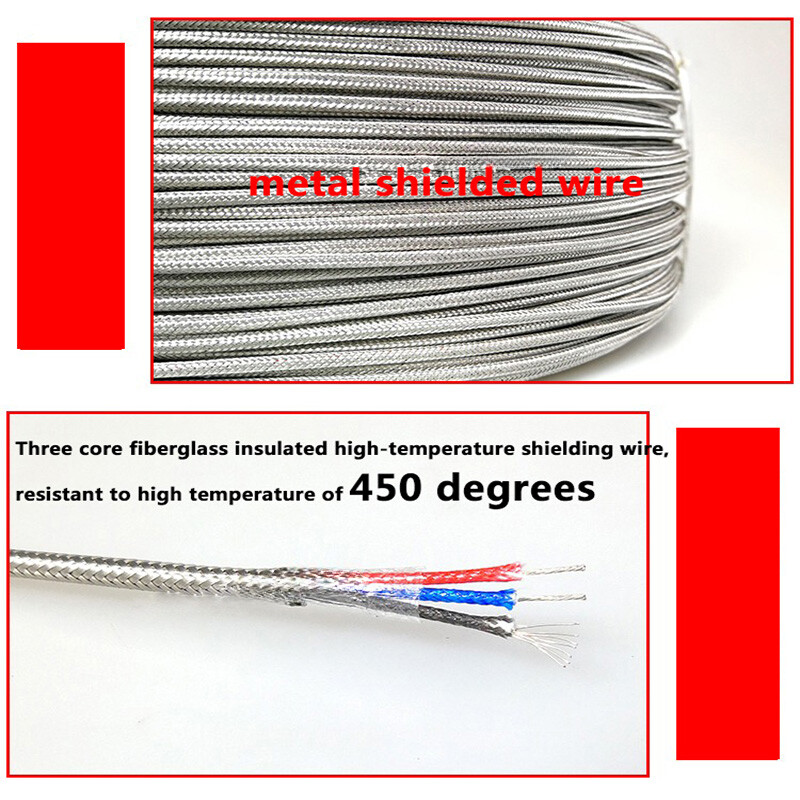 Pt100 high temperature probe type temperature sensor glass fiber insulation