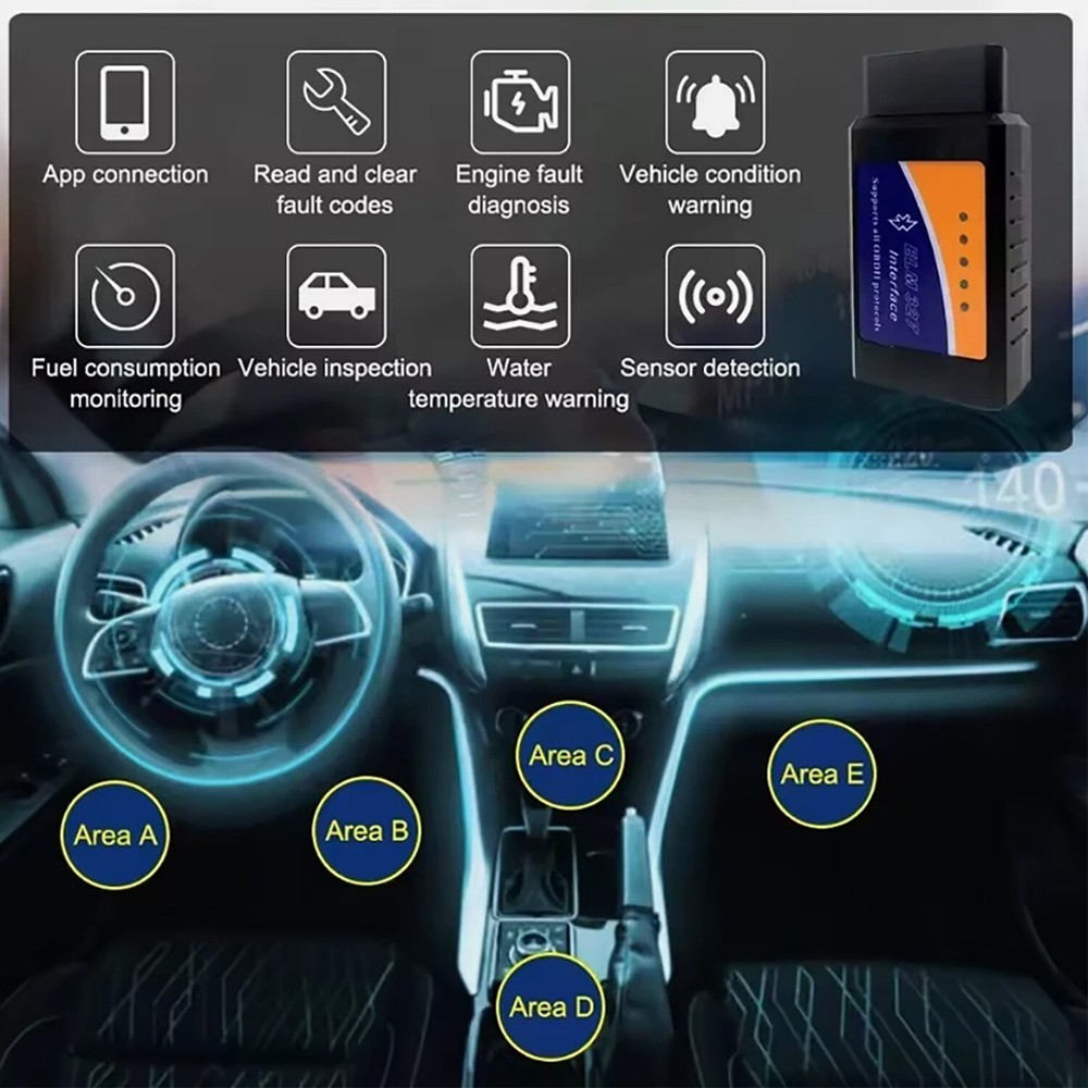 Bluetooth OBD2 OBDII Car Diagnostic Scanner Auto Fault Code Reader Tool ELM327