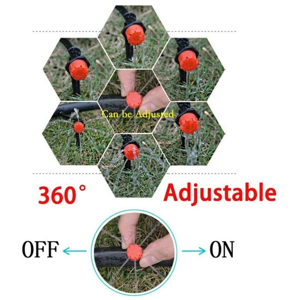 200pcs Adjustable Irrigation Sprinkler Watering System Easy Adjust Water Yield