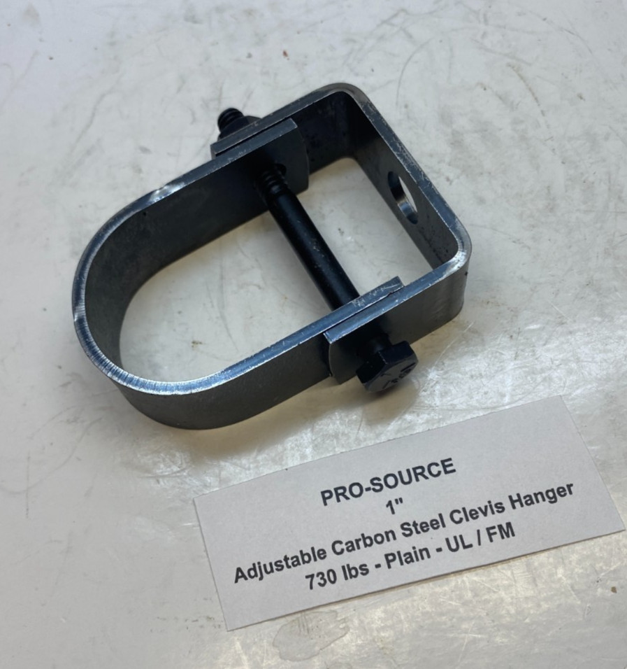 PRO-SOURCE 1" Adjustable Carbon Steel Clevis Hanger 730 lbs - Plain - UL / FM