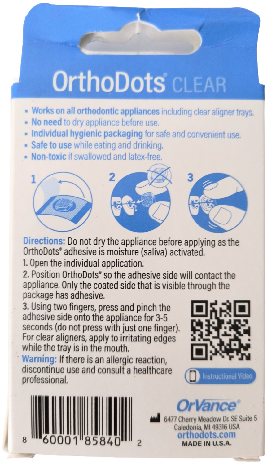 OrVance OrthoDots Clear 16 ct box